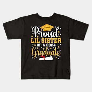 Proud lil sister of a 2024 Graduate Class Senior Graduation Kids T-Shirt